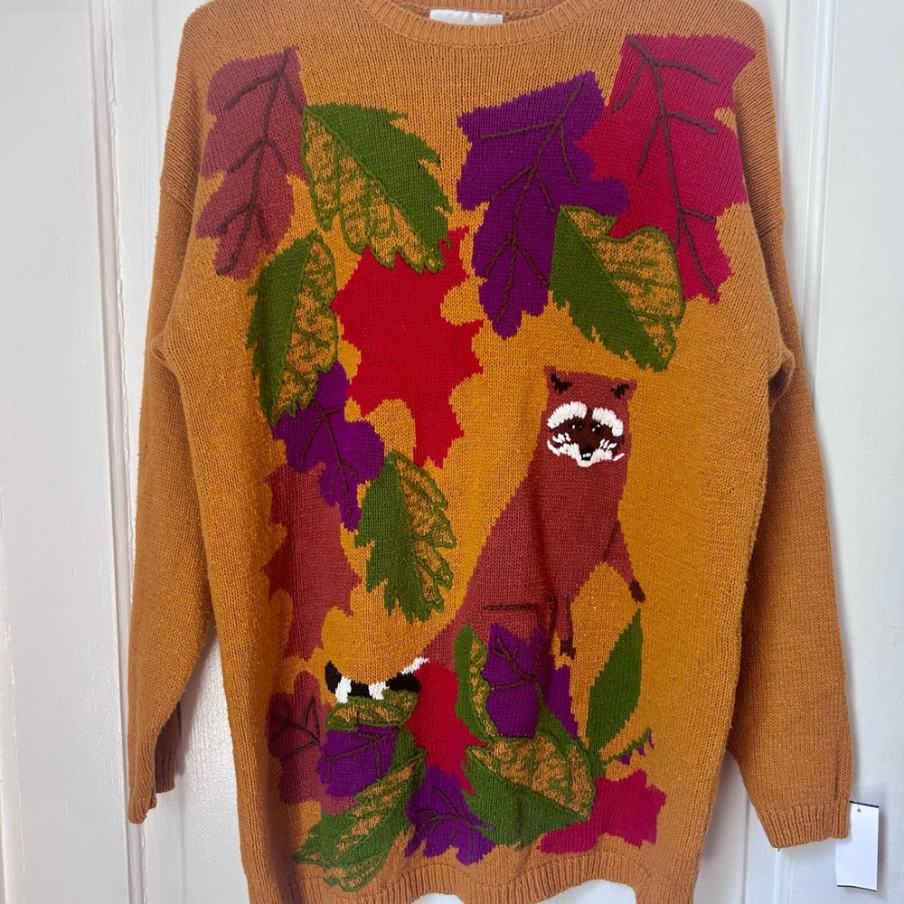 Vintage Autumn Red Panda Sweater by Suburbans. Size M